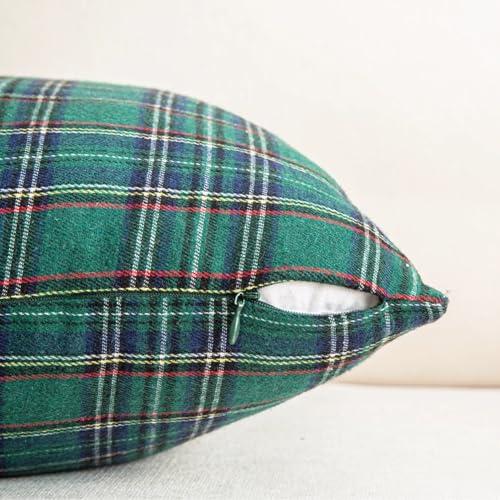 Pack of 2 Christmas Plaid Throw Pillow Covers Green 20x20 Inches U98072