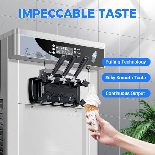 Commercial Ice Cream Maker 1800W 3 Flavors Soft Serve Machine 25L/H R21945