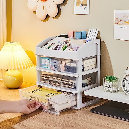 Desk Organizer with 5 Drawers, Plastic Storage Box for Office Supplies G663489
