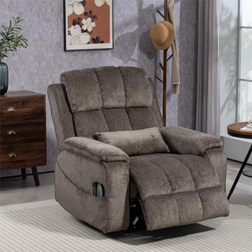 Lift Chair Recliner with Massage and Heat, Heavy Duty for Seniors, Brown V12888