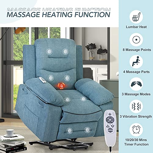 Power Lift Recliner Chair with Massage and Heat for Elderly, Beige C7169