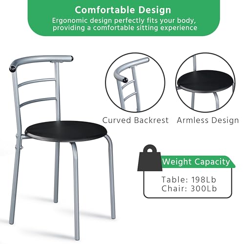 Yaheetech 3-Piece Dining Table Set with 2 Chairs, White X5971