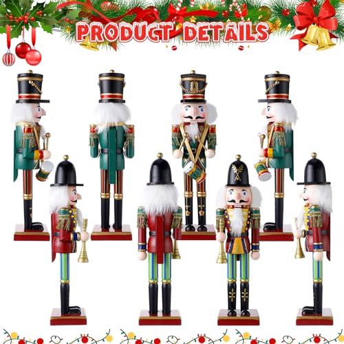 Huwena 2Pcs Christmas Nutcracker Soldier Wooden Figure Decor 12'' Z474