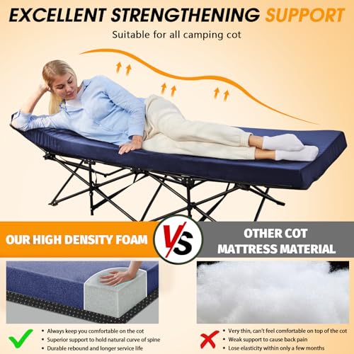 CYMULA Camping Cot Mattress 2in Memory Foam Sleeping Pad for Adults, Portable Roll Up Travel Pad R569502