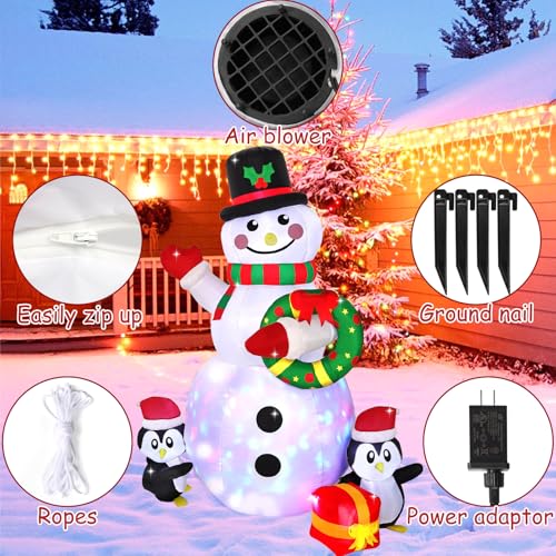 LOMOHOO 7FT Christmas Inflatable Snowman with LED Lights X50095