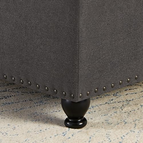 Storage Ottoman with Wooden Legs, 300 lbs Capacity, Beige Y1090