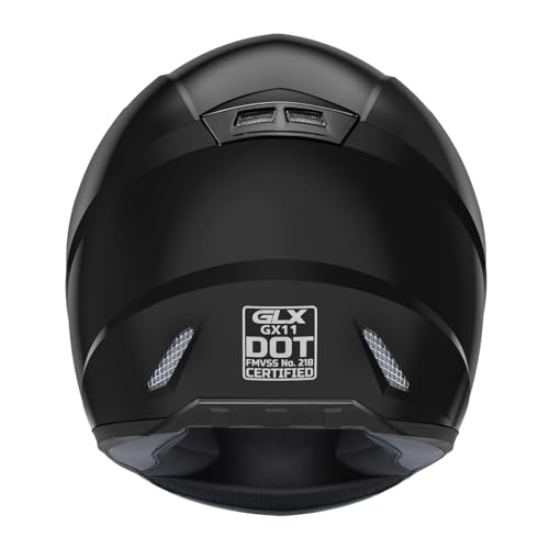 GLX GX11 Compact Motorcycle Helmet Matte Black Large Full Face Tinted Visor DOT Q2653