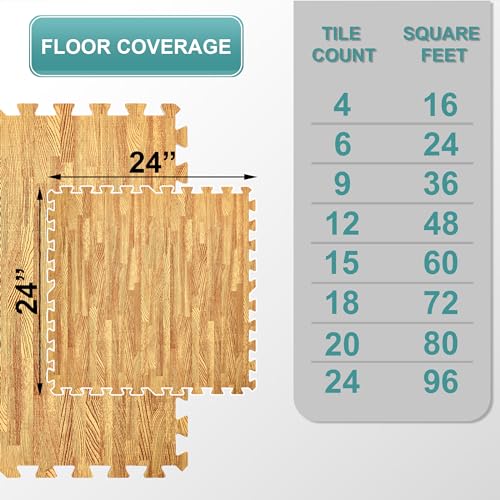 Sorbus Wood Grain EVA Interlocking Floor Mats with Borders J287