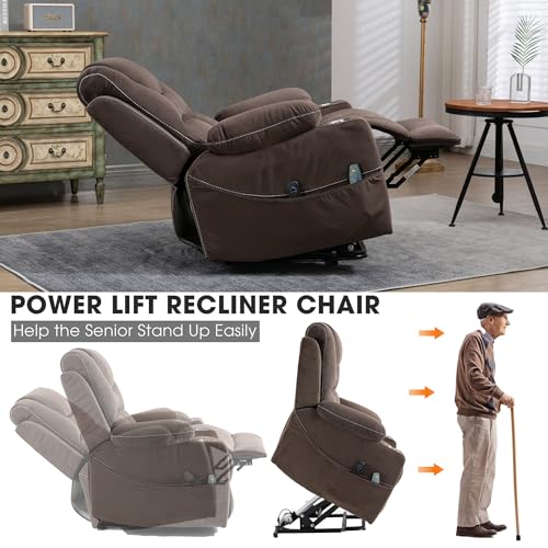 Power Lift Chair Recliner with Massage and Heat for Adults, Dual Motor H2507
