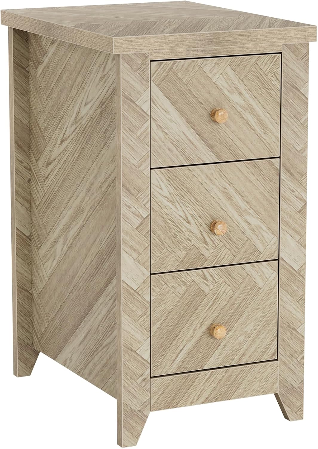 Anmytek End Table with 3 Drawers, Narrow Nightstand for Bedroom P1143
