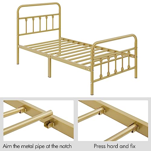 Yaheetech Classic Metal Platform Bed Frame with Victorian Headboard, Full Size Black T81083