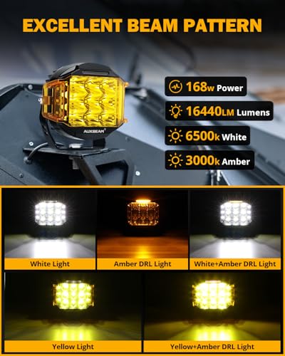 Auxbeam V-MAX Series 72W LED Pod Driving Lights with Amber DRL M188641