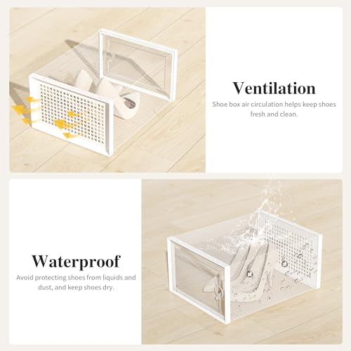 Kuject X-Large Clear Plastic Stackable Shoe Storage Boxes, 12 Pack, Blue Y142131