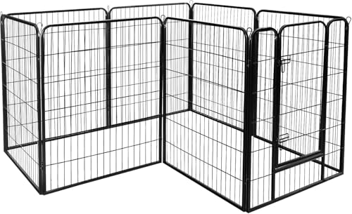 LEMY 16 Panels 32 in Metal Pet Playpen with Door, Black N86004