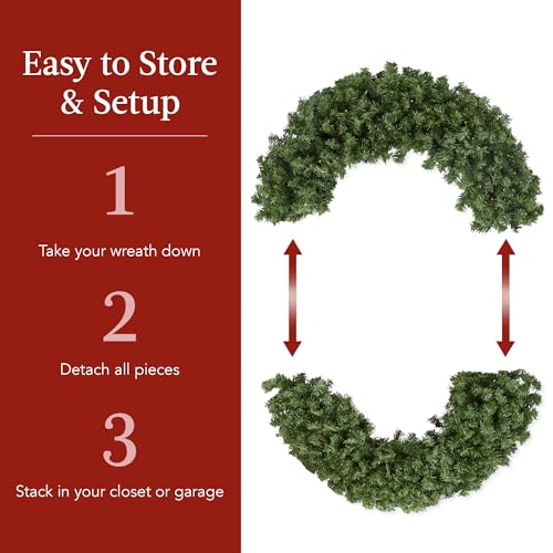Best Choice Products 36in Pre-Lit Fir Christmas Wreath with Red Lighted Bow M107412