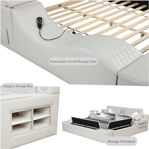 King Bed Frame with Adjustable Headboard and USB Port, Black T16710