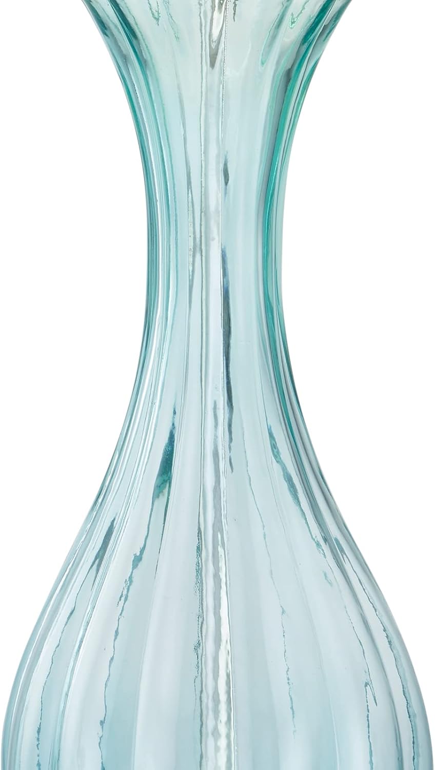 Maxax Coastal Glass Table Lamps Set of 2, Blue Bedside Lamps with White Shade H247715