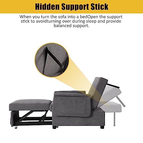 Convertible Sleeper Chair Bed with Lumbar Pillow, Black K531