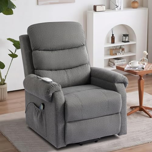 Power Lift Recliner Chair for Elderly with Heat and Massage, Dark Blue Y6453