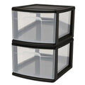 HOMZ 2-Pack 1-Drawer Storage Cart, Clear Plastic Container, 14.25" Wide Medium, White Frame - Organizing Drawer Containers for Home, Bathroom, Bedroom, Office, and Classroom