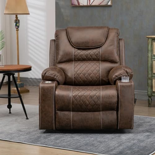Lift Chair Recliner with Massage and Heat, Heavy Duty for Seniors, Brown V12888