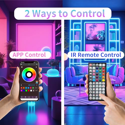 RGB LED Strip Lights 100FT with Remote & App Control for Bedroom Decor V138