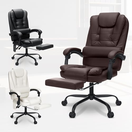 Executive Office Chair with Massage Reclining Footrest, Black Y455865