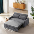 Merax Pull-Out Sofa Bed with Adjustable Backrest and Comfy Throw Pillows, 2 Seat Loveseat & USB Ports, 3 in 1 Convertible Couch Sleeper for Living Room, Apartment, Office, Small Spaces, Light Blue