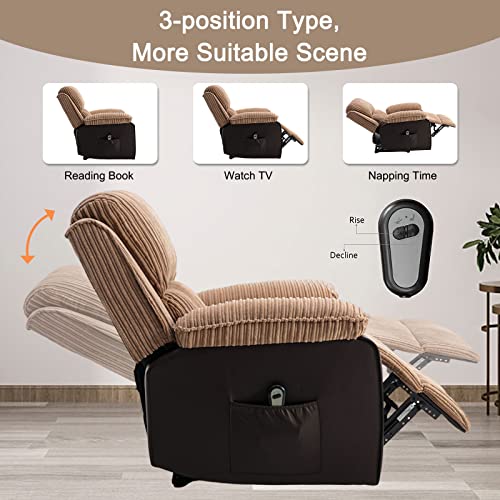 CALABASH Power Recliner Chair for Adults, Adjustable Flannel Fabric, Brown U474