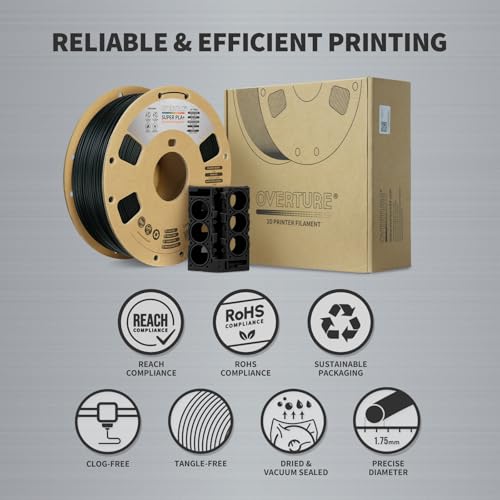 OVERTURE PLA Plus Filament 1.75mm 1kg Black S915984