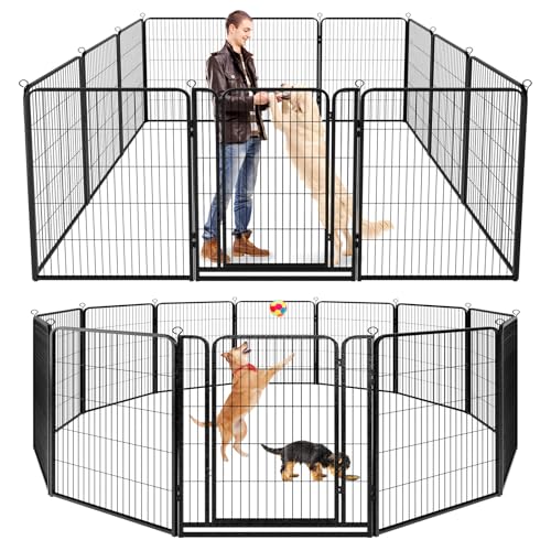 Dog Playpen Outdoor Extra Wide 12 Panels Heavy Duty 40" Height with Doors Portable G77703
