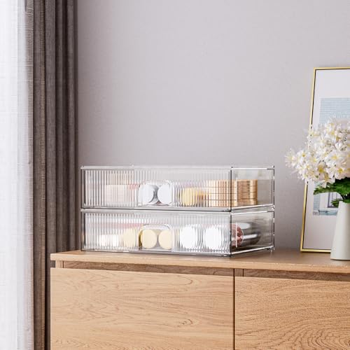 ZHIAI 3 Pack Clear Stackable Acrylic Cosmetic Organizer with Drawers N472