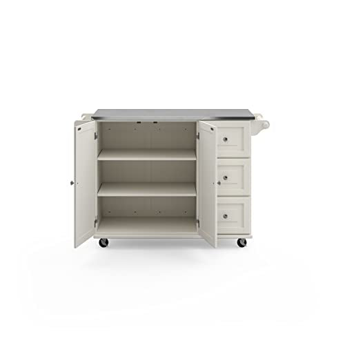 homestyles Mobile Kitchen Island Cart with Stainless Steel Top, Sage Green J6213