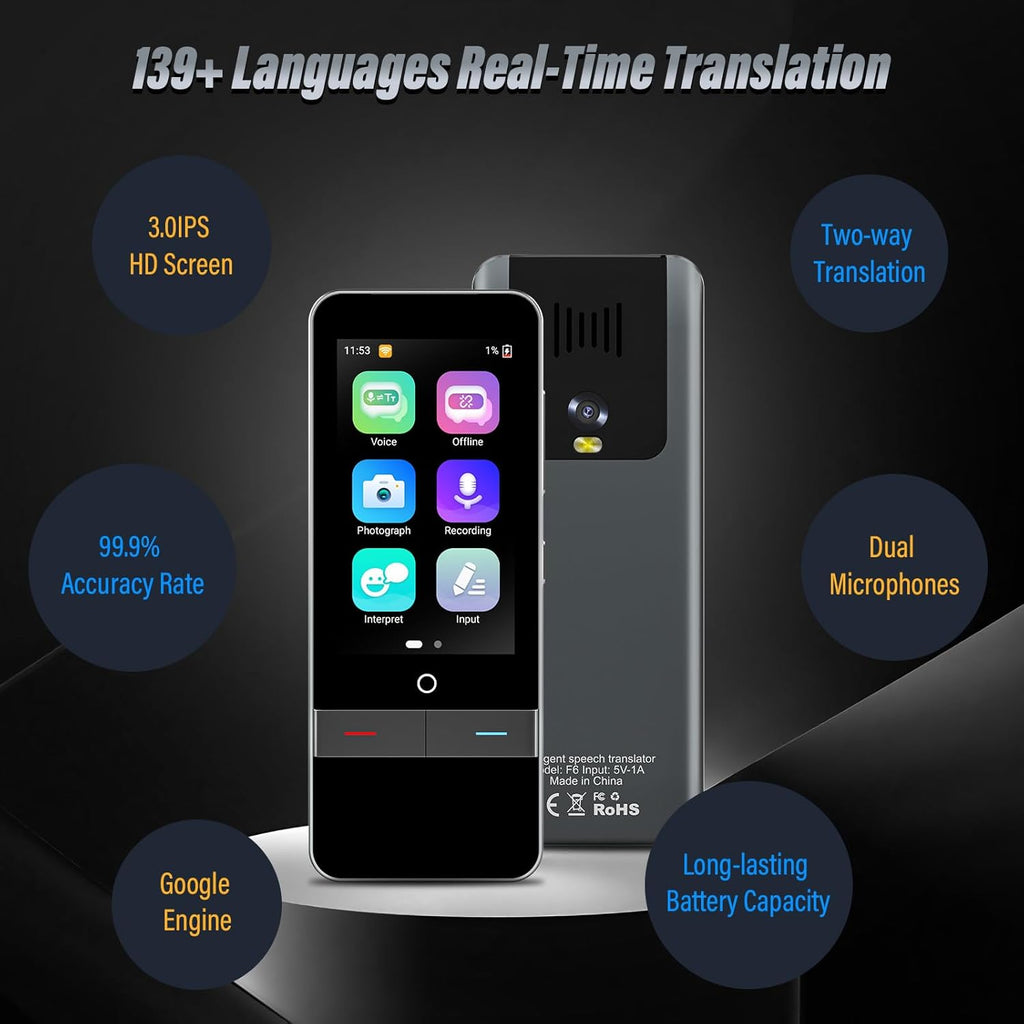 Portable Language Translator Device, 139 Languages Two-Way Instant Translation V324