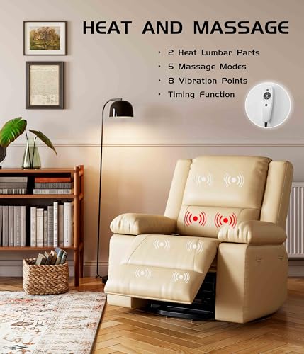 GarveeHome Power Lift Recliner Chair with Heat and Massage, Faux PU, for Elderly I162
