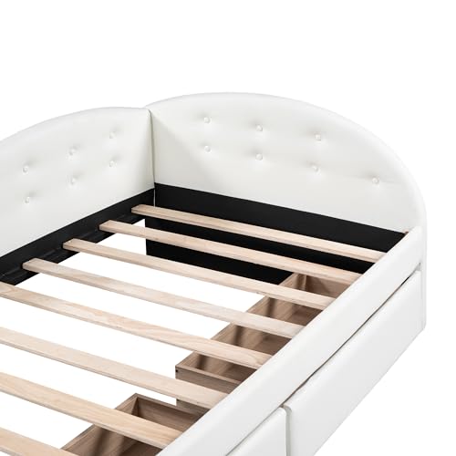Velvet Upholstered Twin Daybed with Storage Drawers, Gray L64937