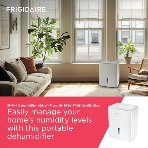 Frigidaire 50-Pint Portable Dehumidifier with Wi-Fi for Medium/Large Rooms, White Q334986