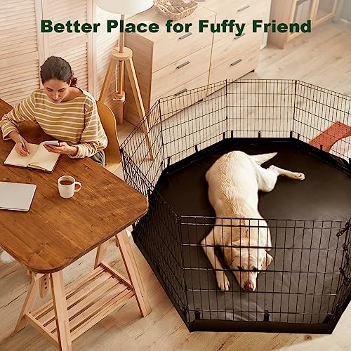 PJYuCien Dog Playpen - Metal Foldable Exercise Pen with Bottom Pad for Small Medium Pets C352