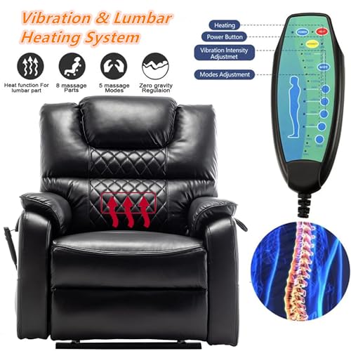 Lift Chair Recliner with Massage and Heat, Heavy Duty for Seniors, Brown V12888