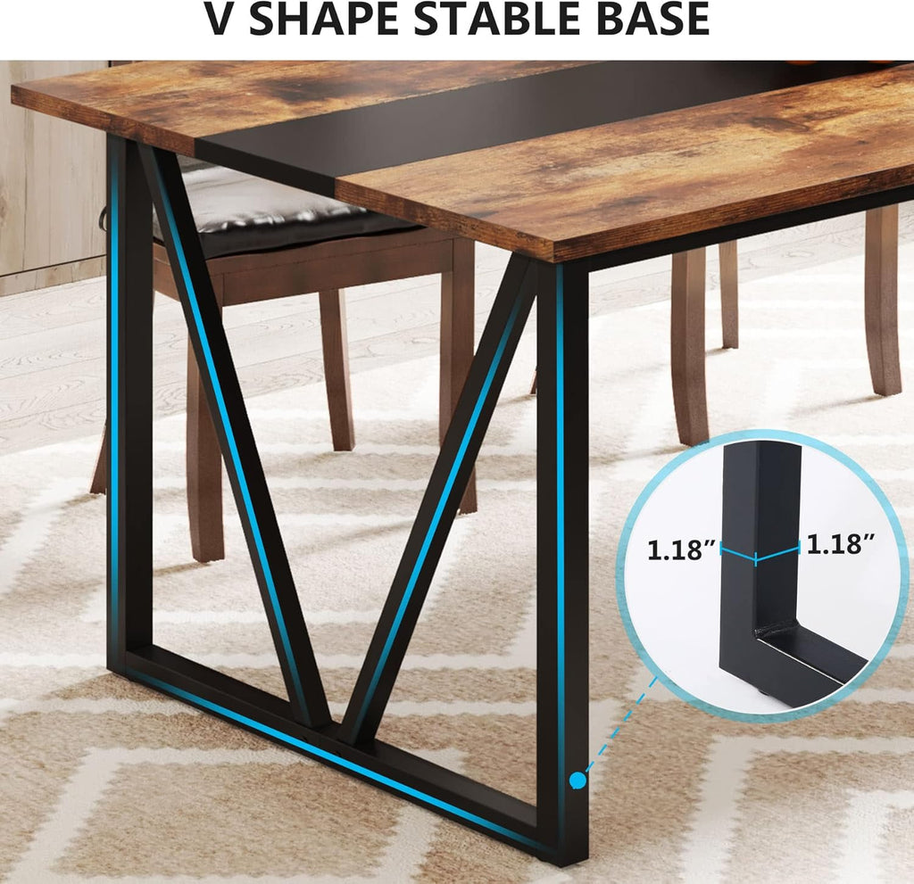 TRIBESIGNS WAY TO ORIGIN Rectangular Wood Dining Table for 6-8 People, Rustic Brown U785