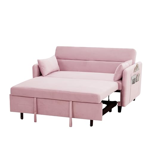 54" Convertible Sofa Bed, 3-in-1 Sleeper Sofa with Pull-Out Bed, Gray W416989
