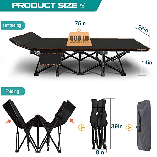 LILYPELLE Folding Camping Cot, Extra Wide Heavy Duty with Carry Bag Z15817