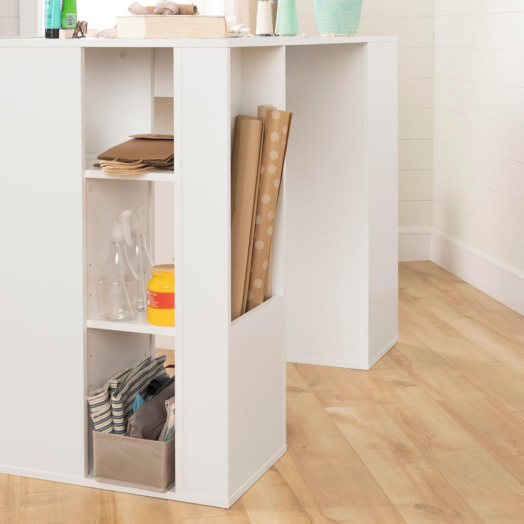 South Shore Crea Counter-Height Craft Table with Scratchproof Surface, Pure White J3763