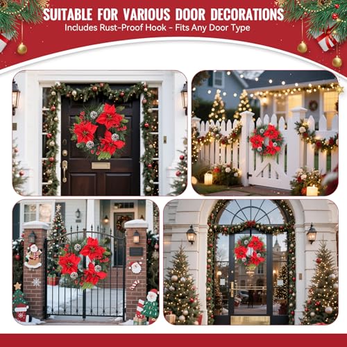 24 Inch Christmas Wreath with Red Bow for Front Door C225
