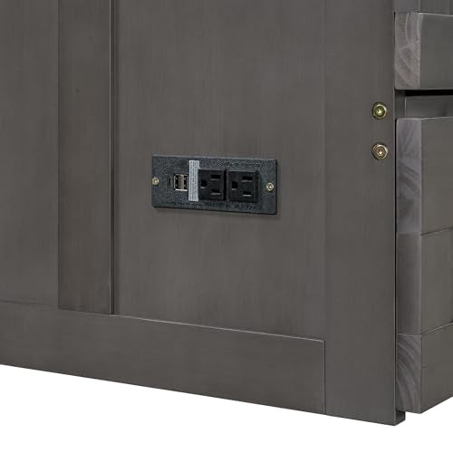 Harper & Bright Designs Queen Murphy Bed Cabinet, Solid Pine, Espresso W128