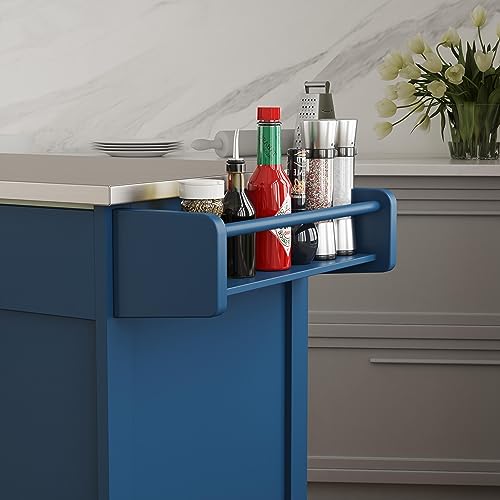 homestyles Mobile Kitchen Island Cart with Stainless Steel Top, Sage Green J6213
