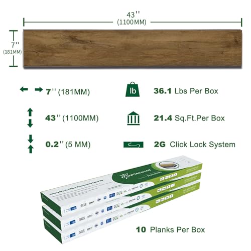 Interlocking Luxury Vinyl Flooring Wood-Look Planks SPC Rigid Core Waterproof Hickory Q852539