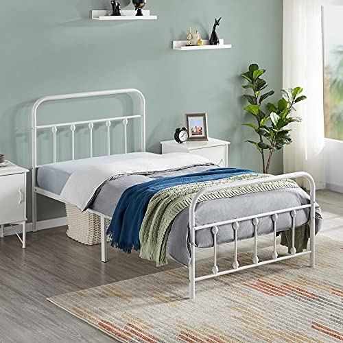Yaheetech Classic Metal Platform Bed Frame with Victorian Headboard, Full Size Black T81083