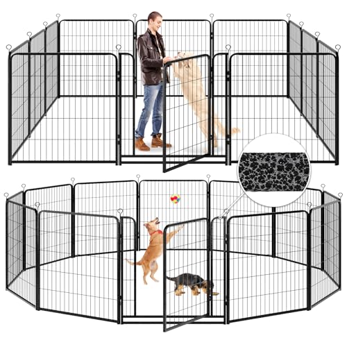 Dog Playpen Outdoor Extra Wide 12 Panels Heavy Duty 40" Height with Doors Portable G77703
