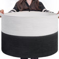 INDRESSME Large Cotton Rope Storage Basket with Handles, 90L Grey R37552